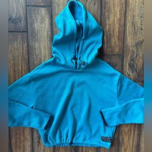 PINK Victoria's Secret Blue Hoodie Sweater With Drawstring Around Bottom